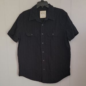 Levi's Men's Shirt Large Black Western Cotton Button Down Short Sleeve